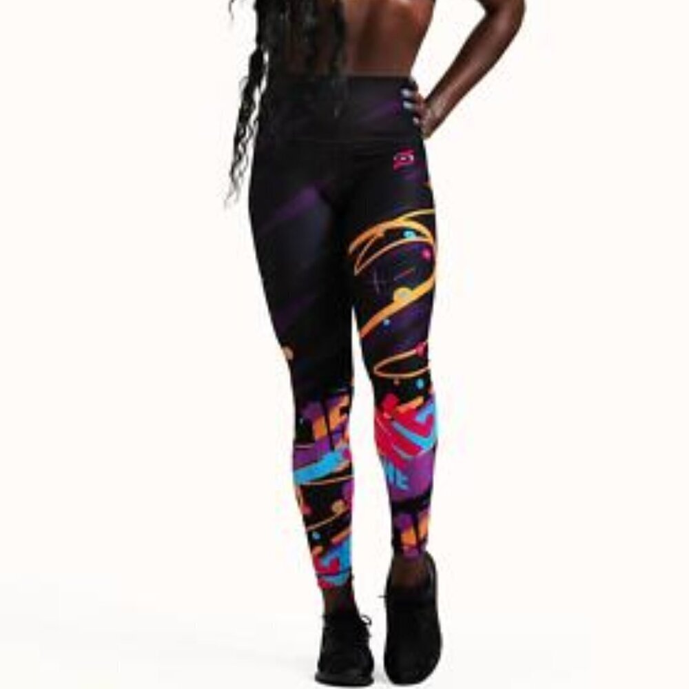 Peloton x Hust Wilson High Waisted Leggings Black History Month Graffiti Print S